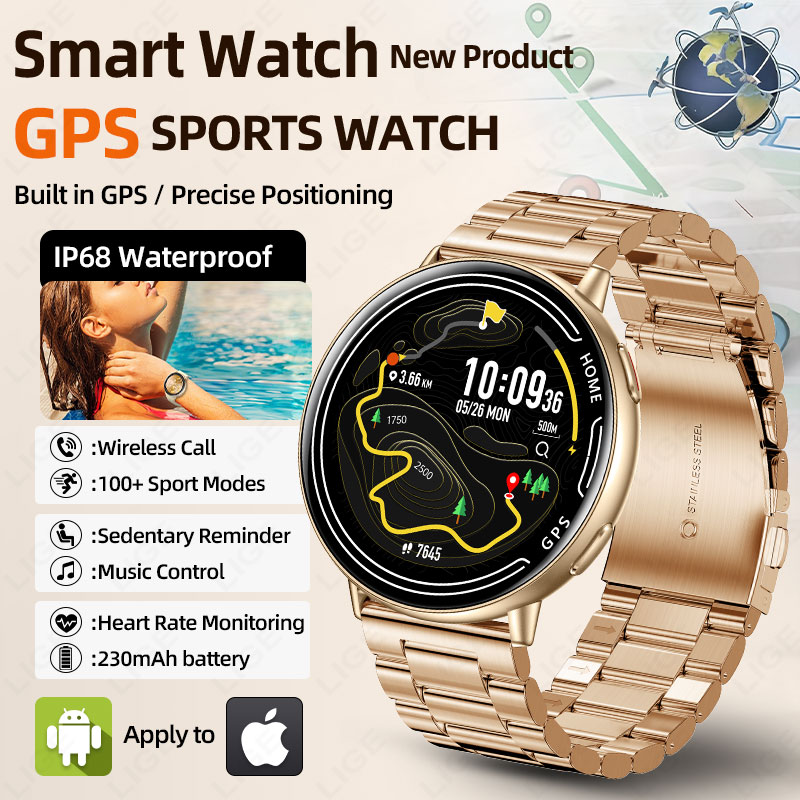Smartwatch Watches For Women With Gps - LUIK GPS Smart Horloge Hartslagmeting Bluetooth