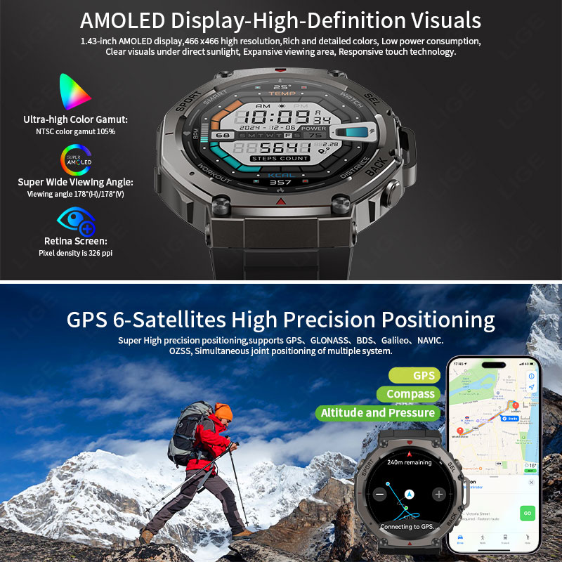 LIGE Militaire GPS Smartwatch  - Altimeter Compass Watch recensie en prijs